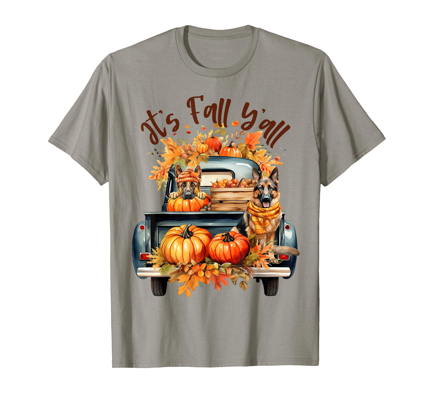 It’s Fall Y’all German Shepherd Pumpkins Truck Autumn Season T-Shirt