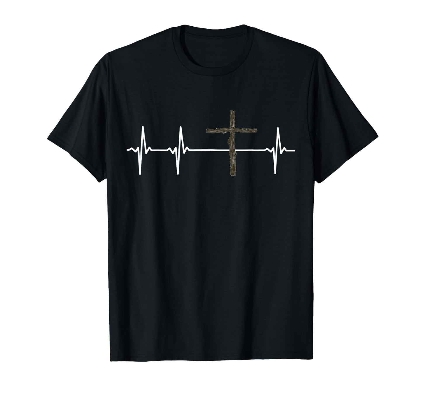 Cross with EKG Heart Rate Display Faith Christian T-Shirt