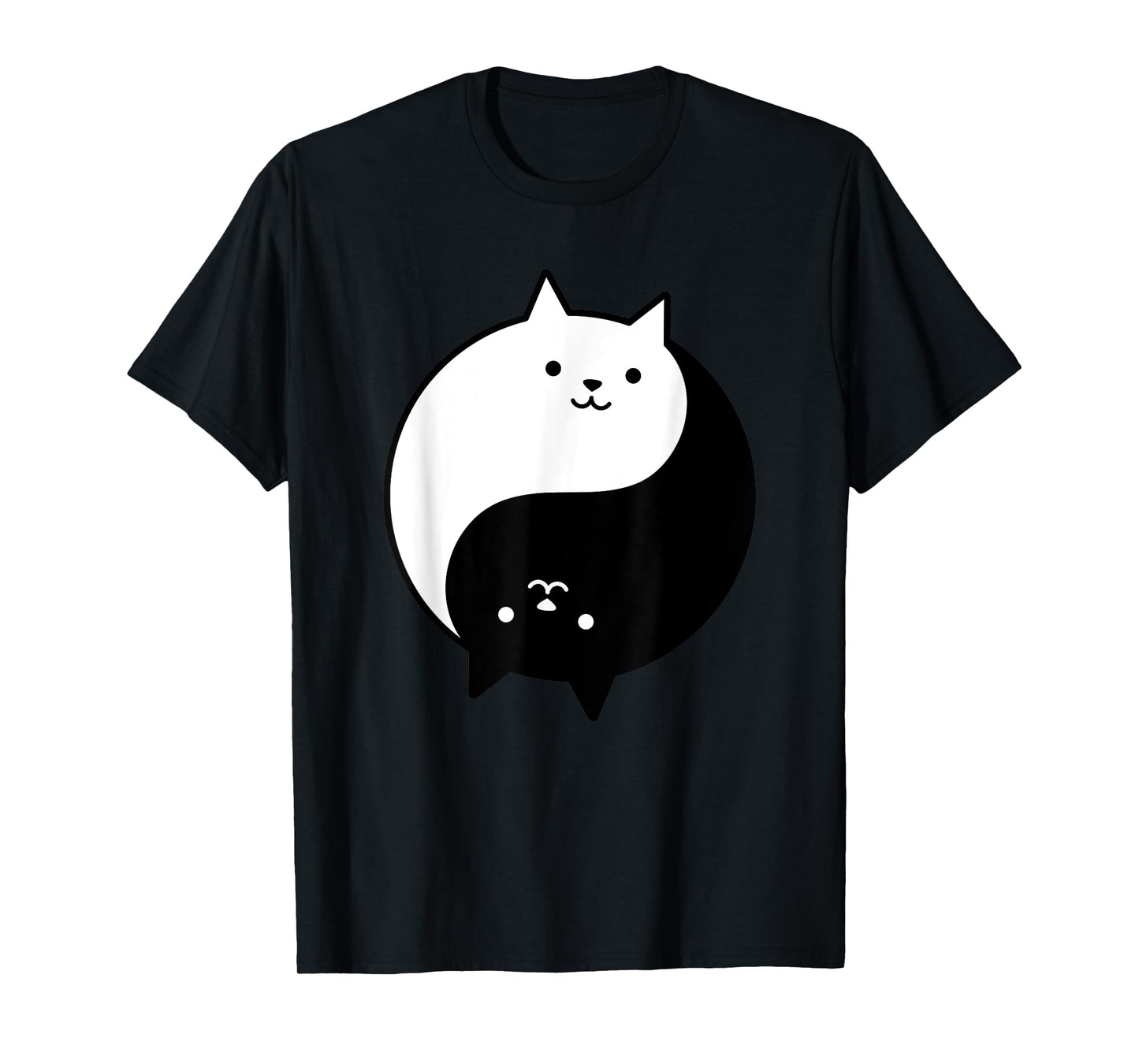 Cute Cats Yin Yang Yoga Zen Kitty Black and White Cat T-Shirt for Men Women Girls Kids