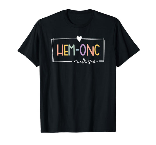 Retro Hem-Onc Hematology Oncology Pediatric Rainbow Nurse T-Shirt