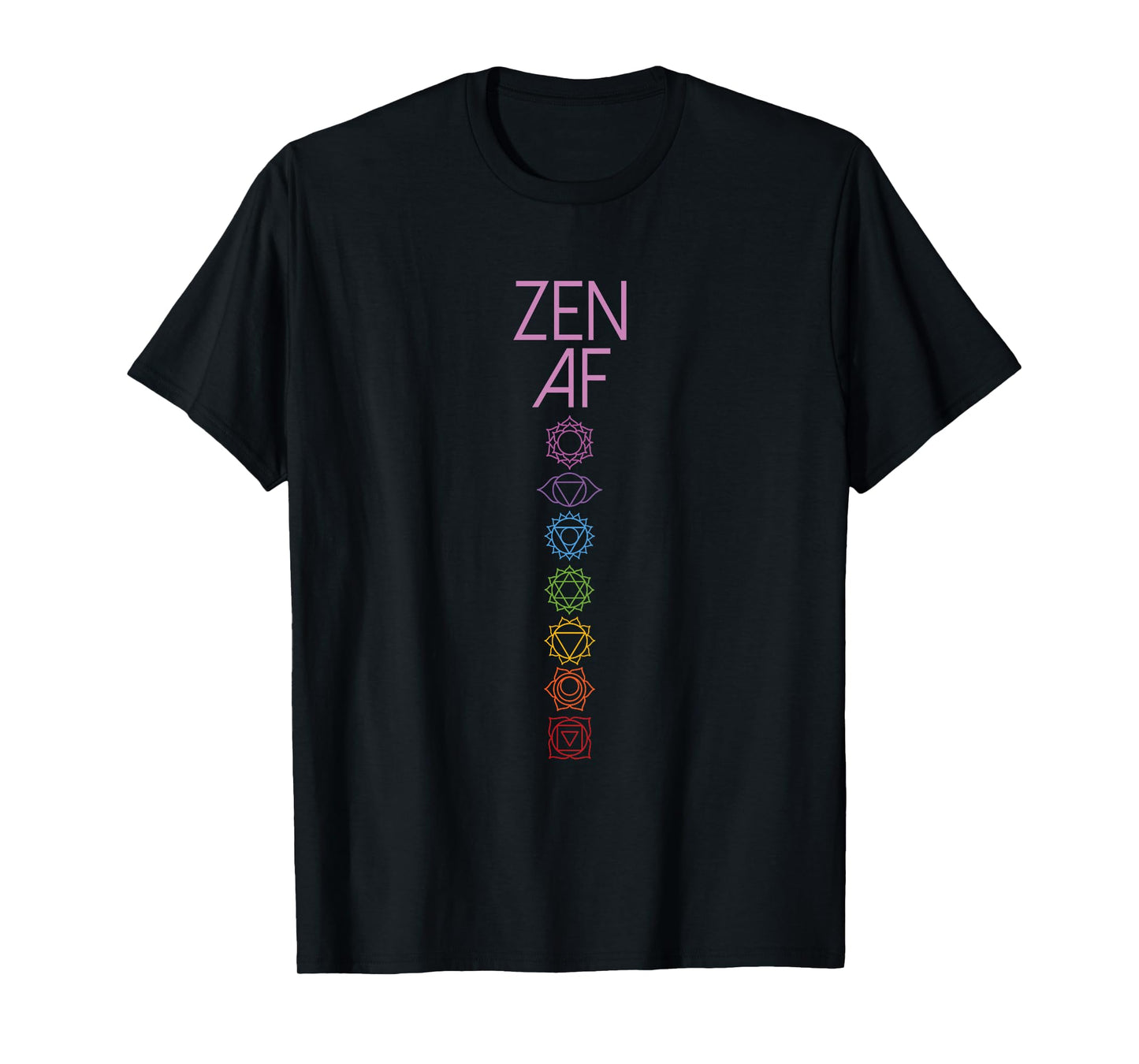 Zen AF Chakra Symbols Back Print Sarcastic Yoga Gift T-Shirt