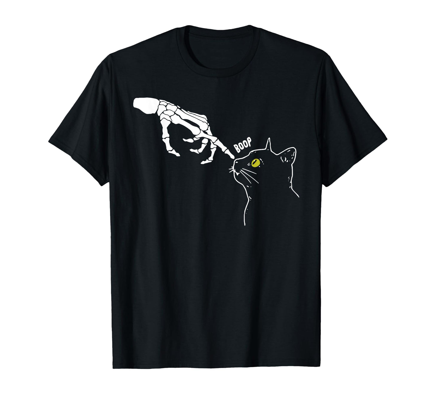 Halloween Skeleton Hand Cat Boop Funny Costume Cat Lovers T-Shirt
