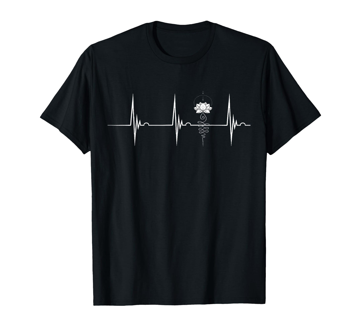 Unalome Tattoo Heartbeat ECG Pulse Lotus Flower Tree Zen Yoga T-Shirt