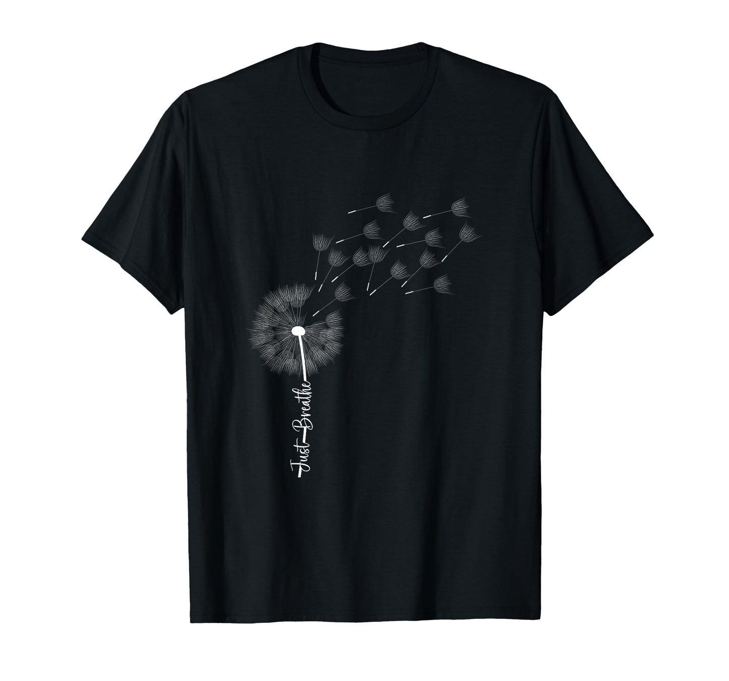 Dandelion Graphic Just Breathe Letter Print Inspirational T-Shirt
