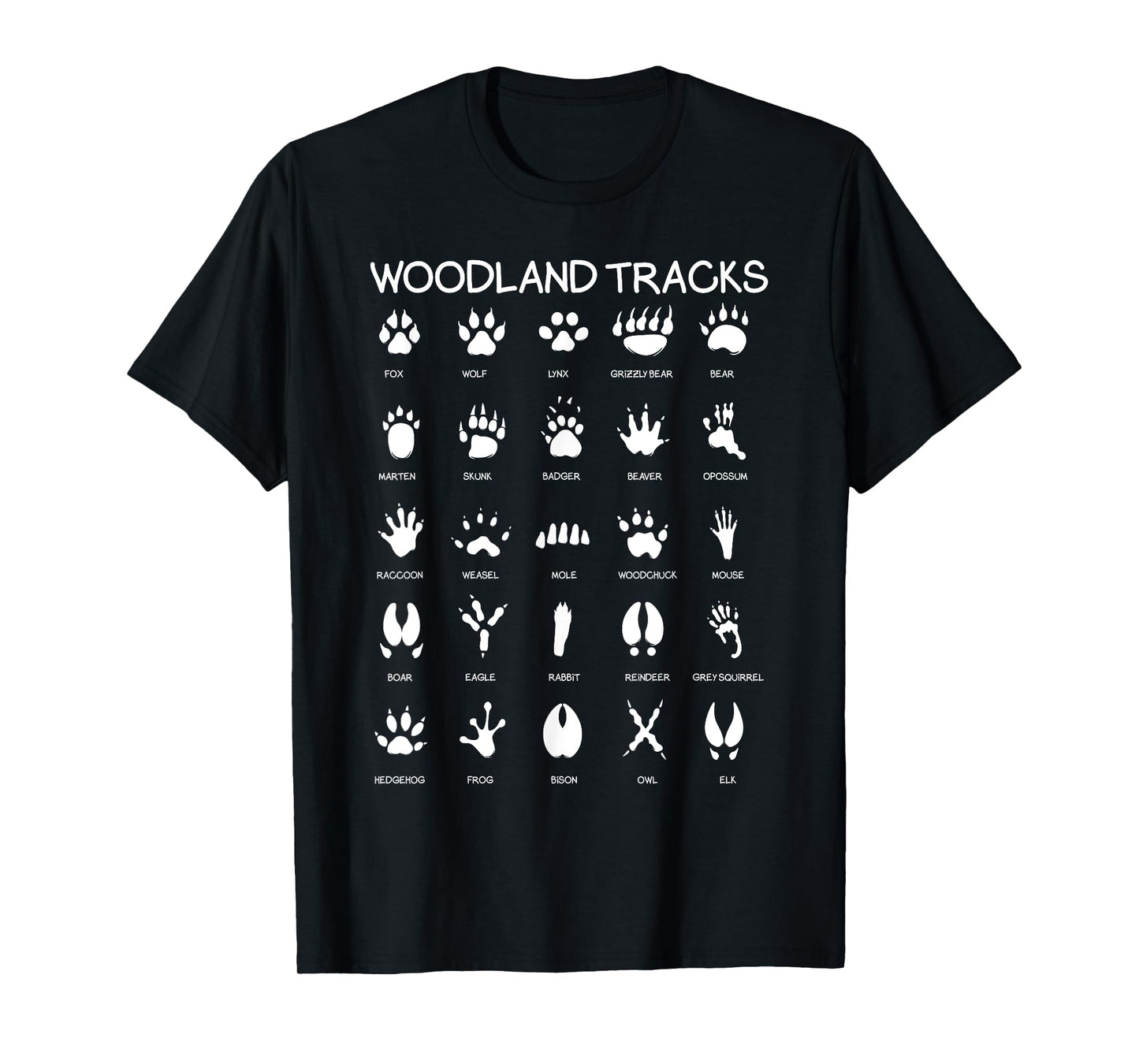 Nature Explorer Animal Track Paws Hunt Designs Animal Track Footprints Woodland Theme Nursery House Decor Illustration T-Shirt