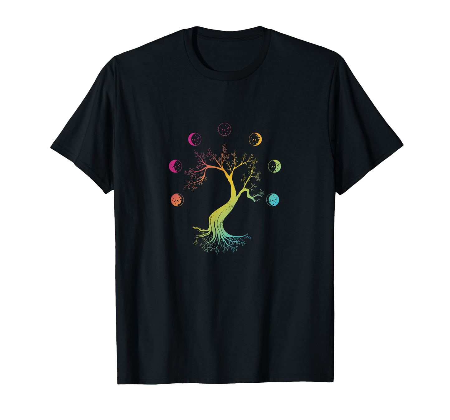 Multicolored Moon-phases Tree Moon-phases Peace T-Shirt