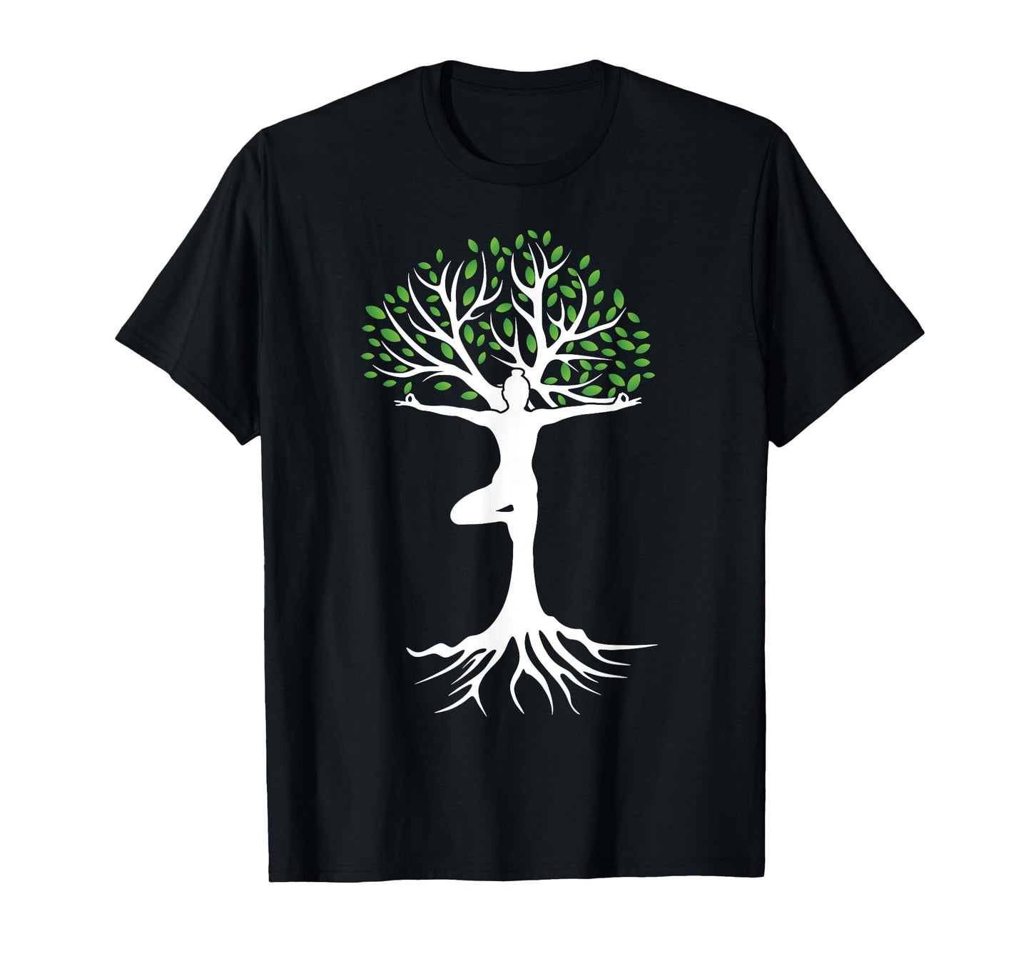 Zen Tree-Pose with Leaves Branches and Roots Yoga Namaste T-Shirt