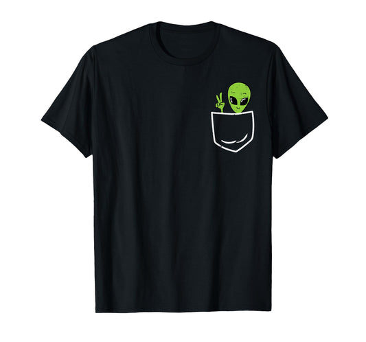 Alien Peace Pocket Ufo Extraterrestrial Space Men Women Kids T-Shirt