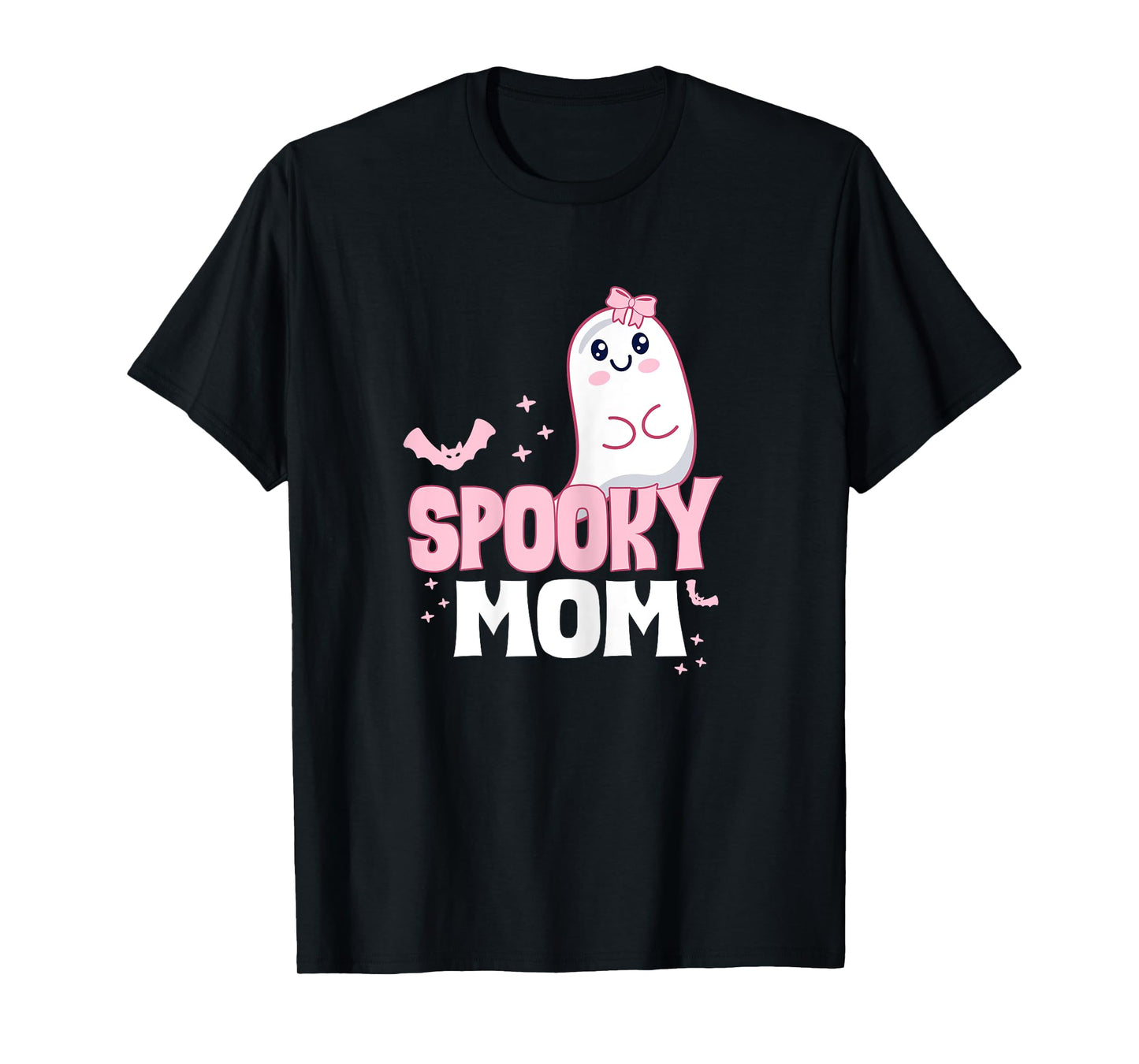 Spooky Mom Family Cute Pink White Ghost Boo Halloween T-Shirt