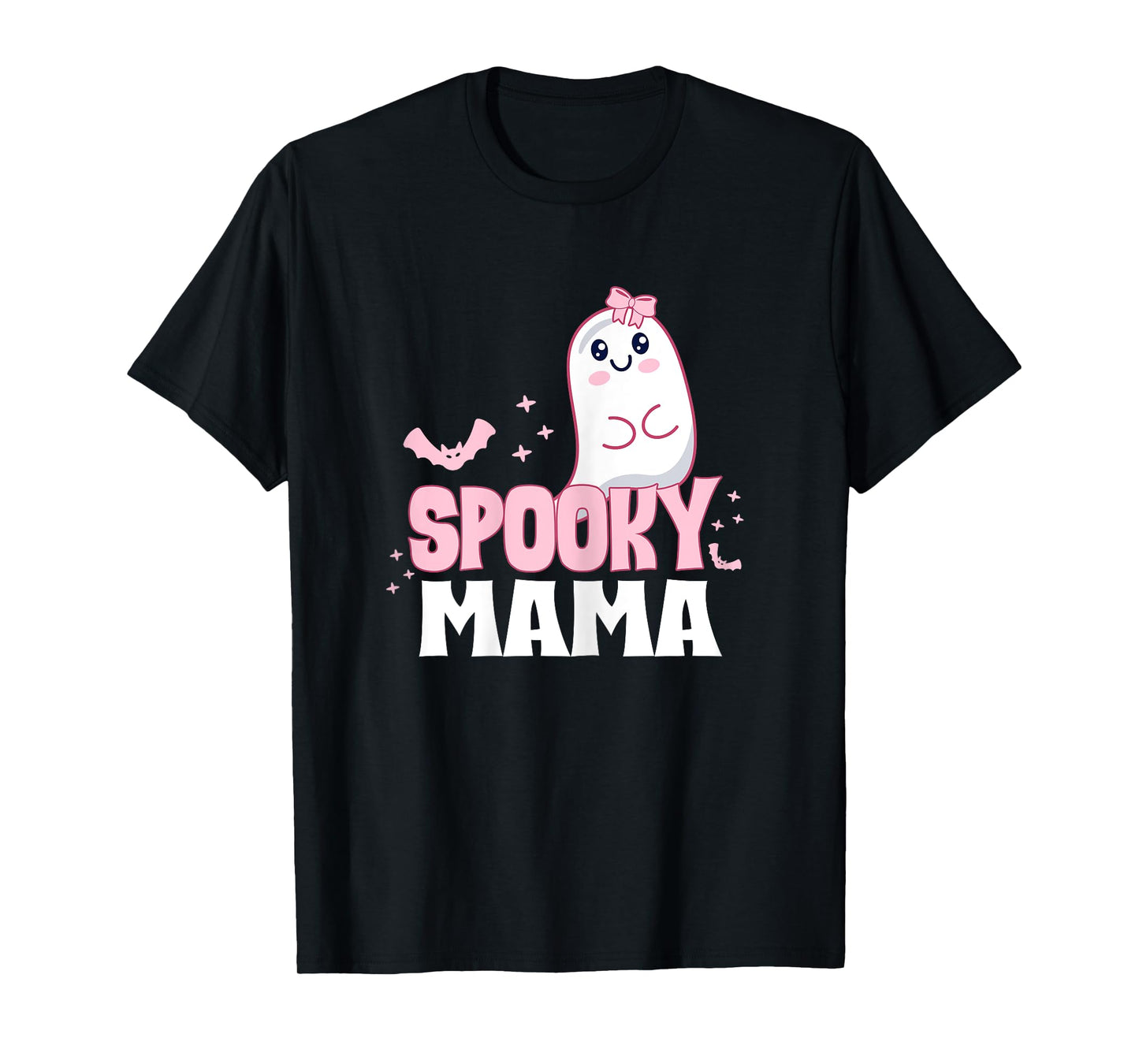 Spooky Mama Family Cute Pink White Ghost Boo Halloween T-Shirt