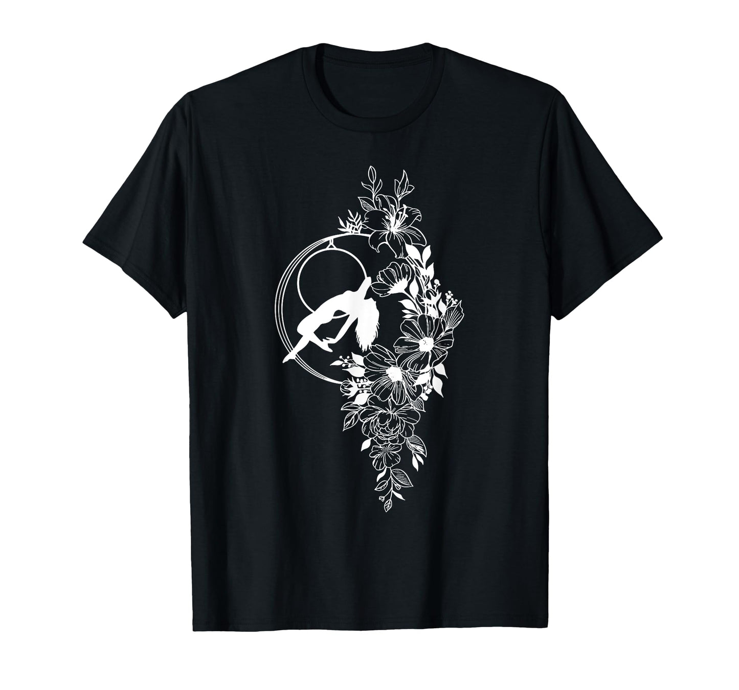 Retro Aerial Hoop Floral Hoop Women Dancer Aerial Acrobatics T-Shirt