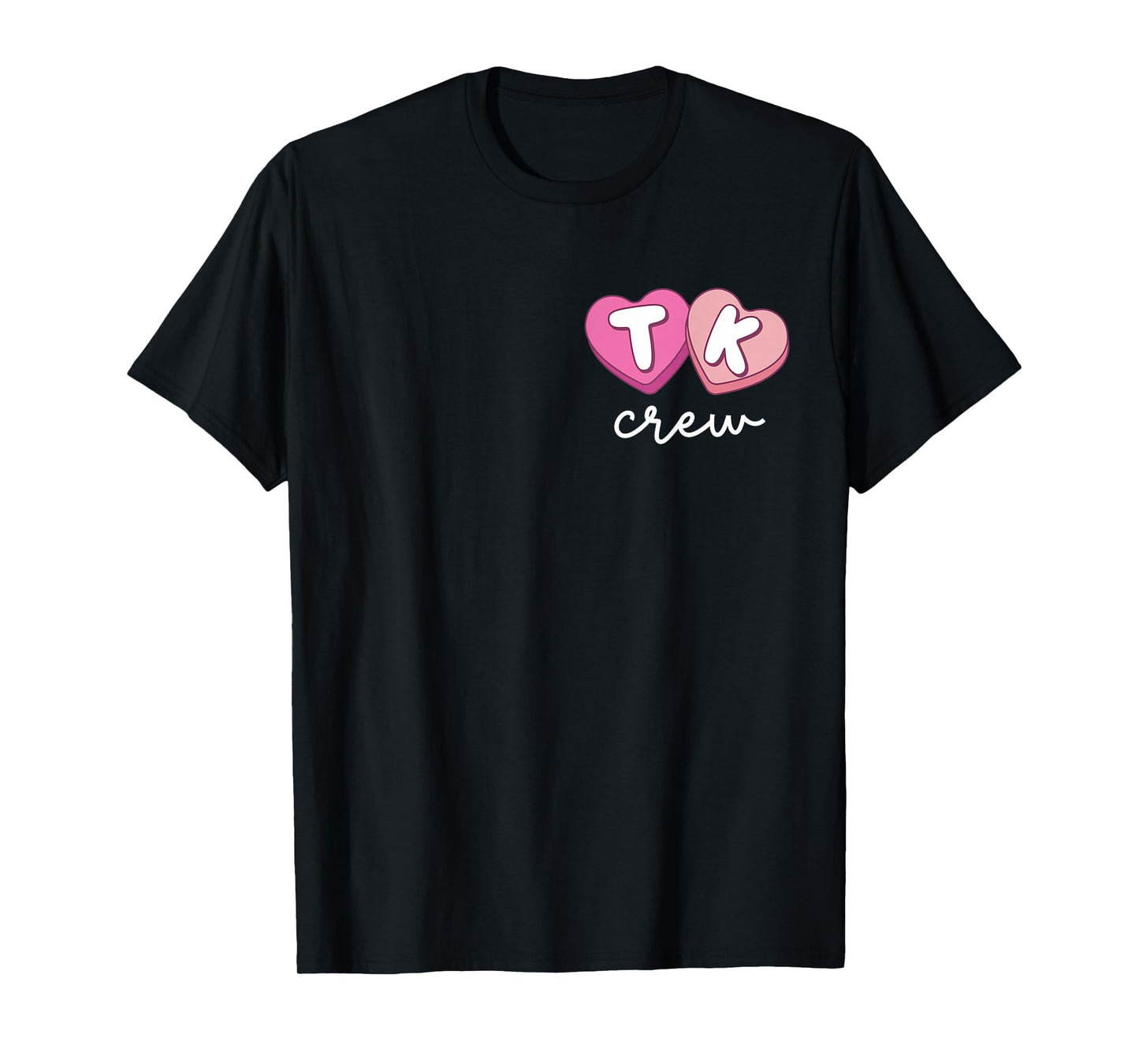 TK Crew Teacher Retro Valentines Day Candy Heart Back Design T-Shirt