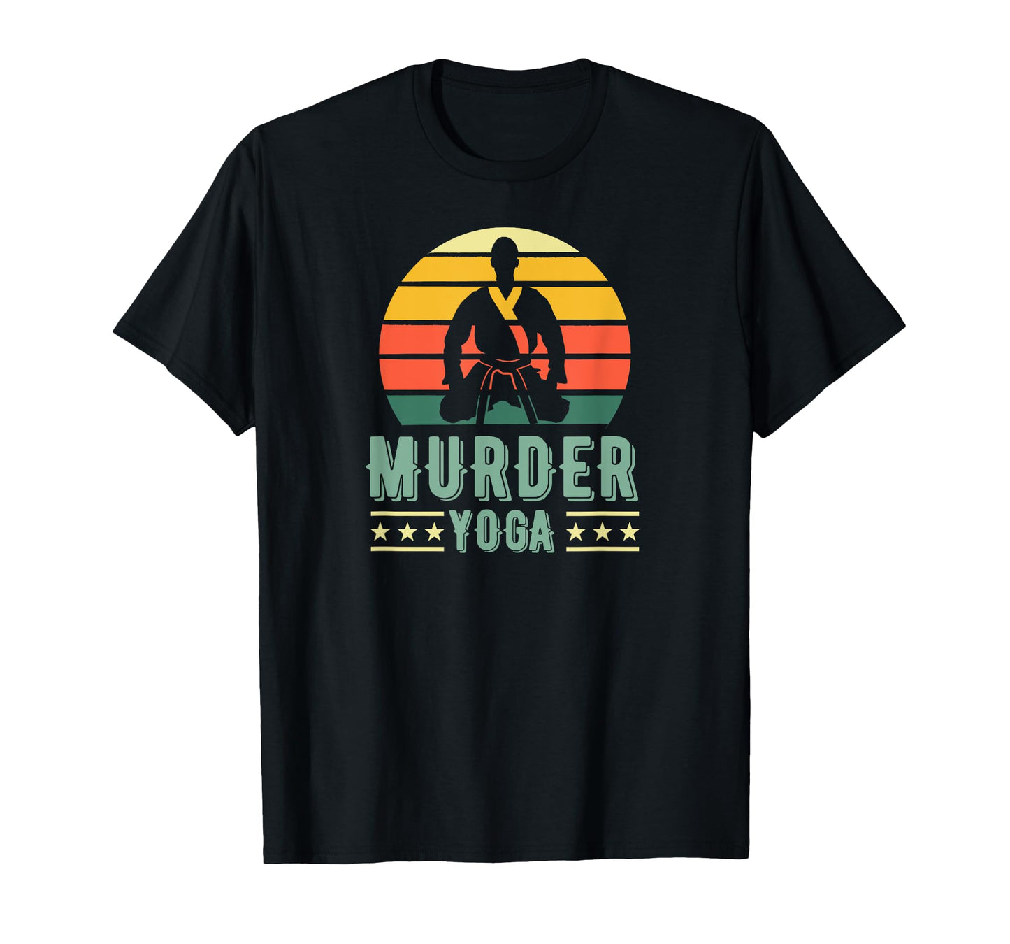 Jiu Jitsu Murder Yoga Vintage Sunset Funny Brazilian BJJ T-Shirt