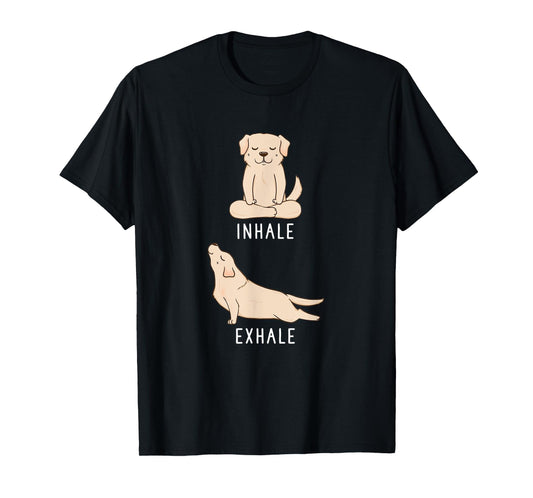 Inhale Exhale Labrador Retriever Funny Yellow Lab Dog Yoga T-Shirt for Men Women Kids