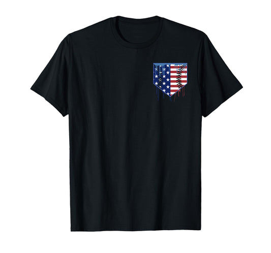 Baseball Drip Memorial Day Patriotic American Flag (2 Sides) T-Shirt