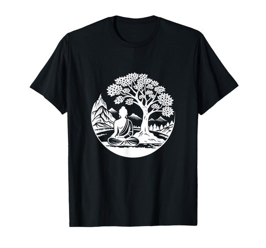 Buddha Sitting Under Bodhi Tree / Sitting Buddhist Symbol T-Shirt