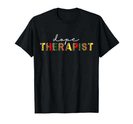 Dope Therapist Counselor Leopard Print Black Social Worker T-Shirt