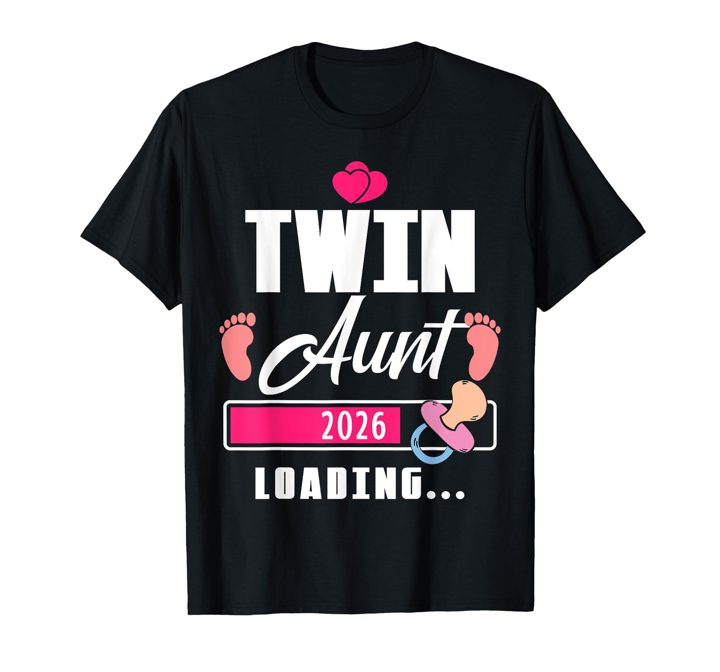 Twin Aunt Loading 2026 Funny Baby Girl Reveal Family Match T-Shirt
