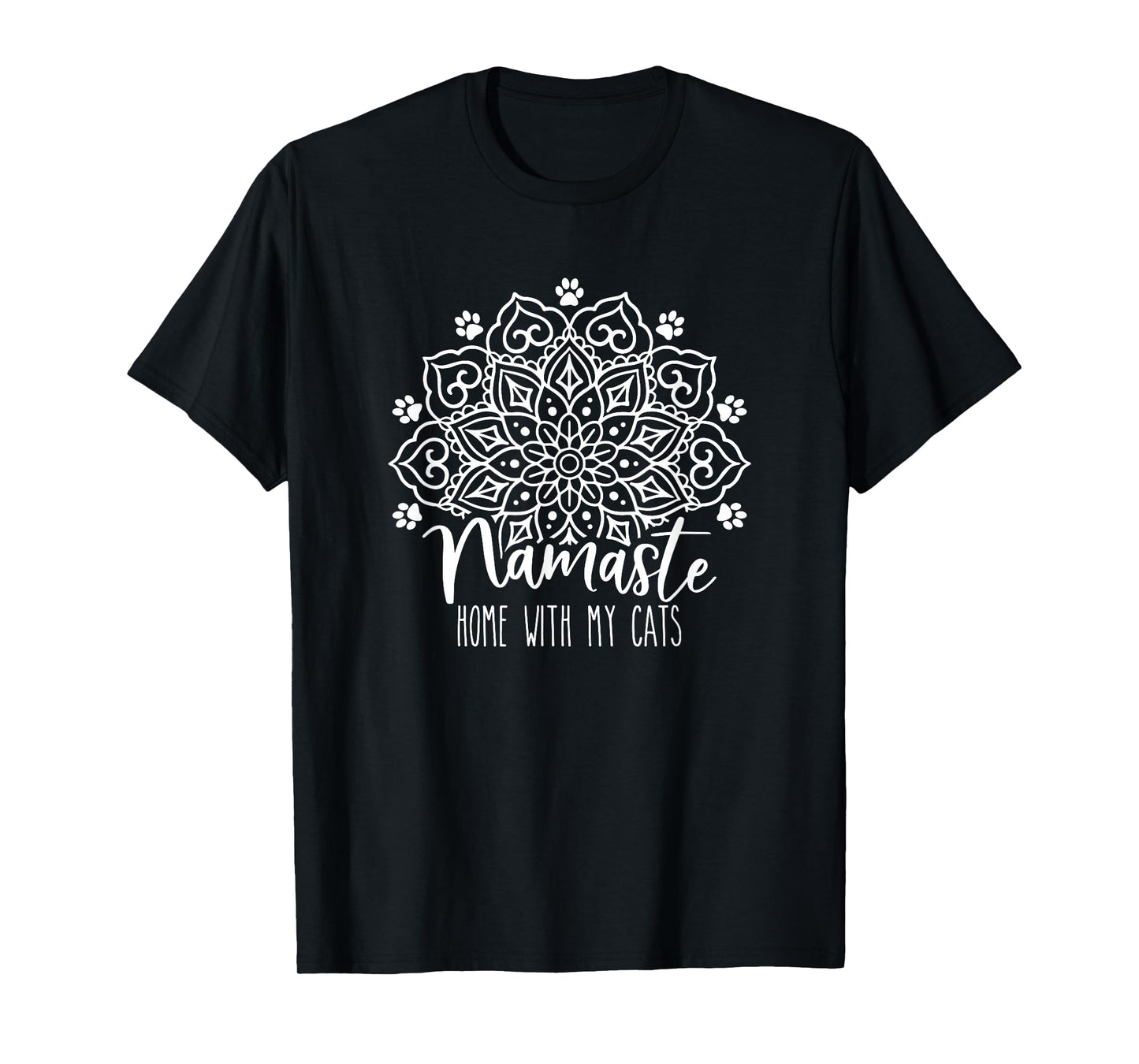 Namaste Home With My Cats Mandala, Fun Yoga Cat Lovers T-Shirt