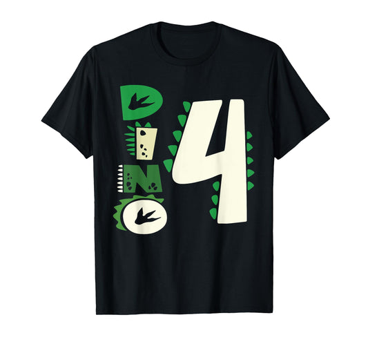 Dino Four Birthday Saurus Dinosaur Birthday Mom Dad Kids T-Shirt