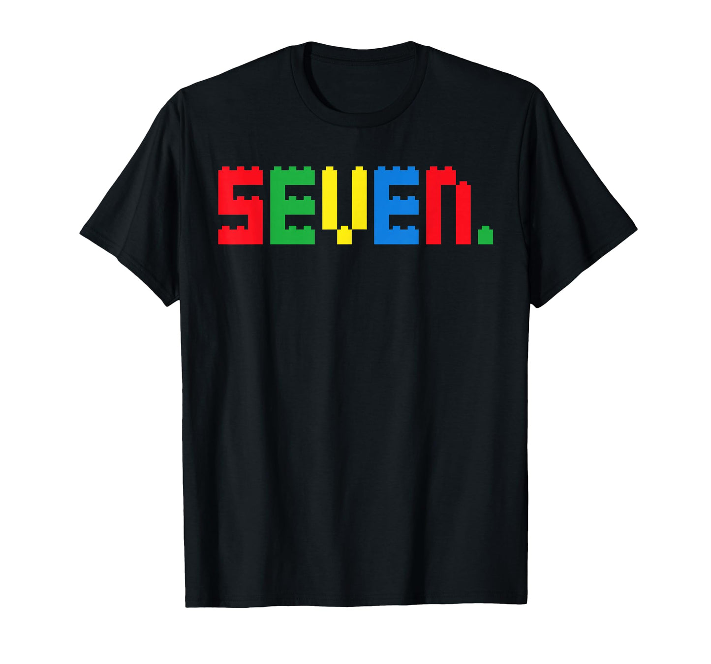 Seven. Shirt 7th Birthday Block Building Master Builder Boys T-Shirt