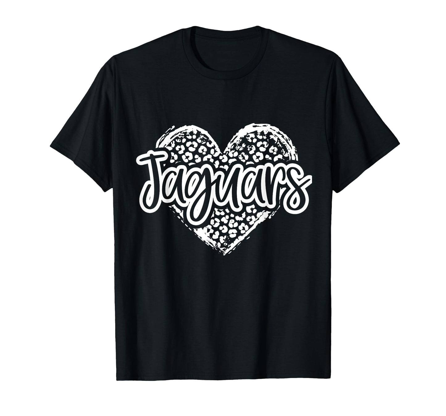 Leopard Cheetah Heart JAGUARS School Spirit Top Distressed T-Shirt