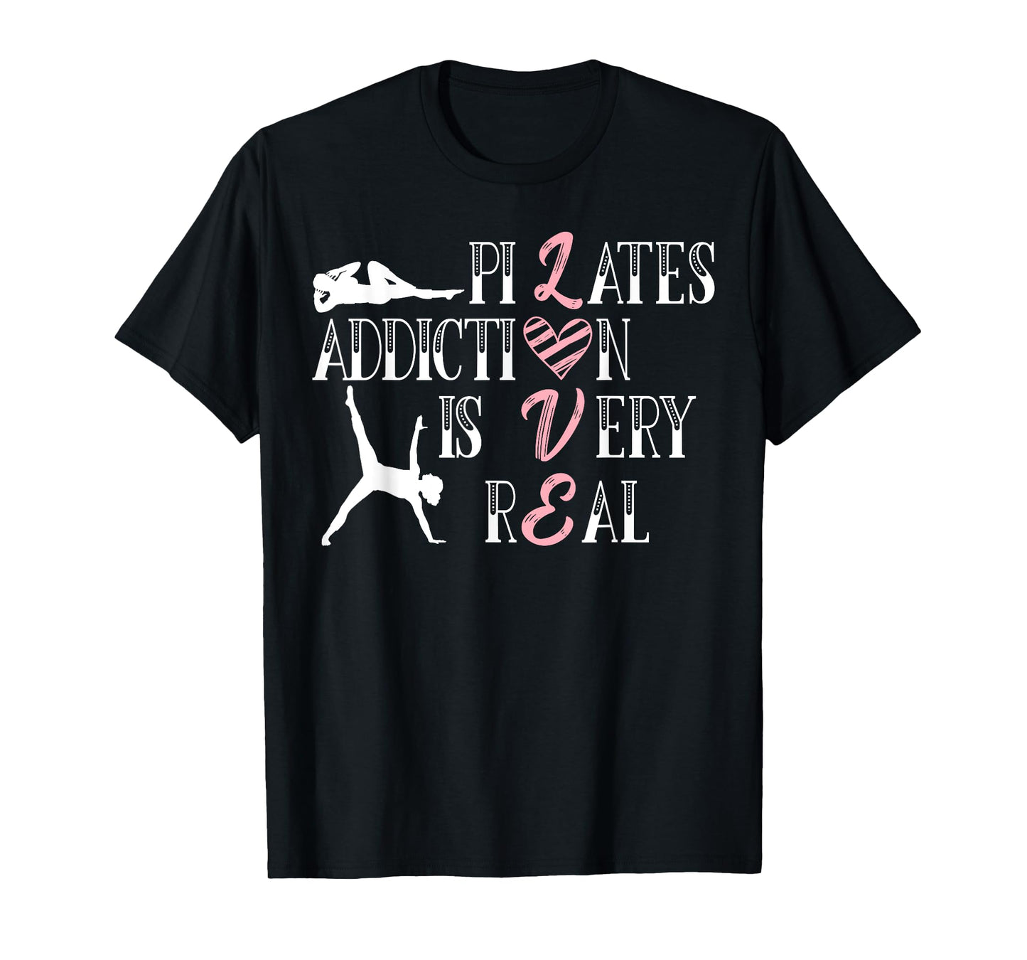 Pilates SteMi Apparel Unisex-Adults Black Cotton Polyester Short Sleeve T-Shirt Small Classic Fit Crew Neck Modern Lace Pilates T-Shirt