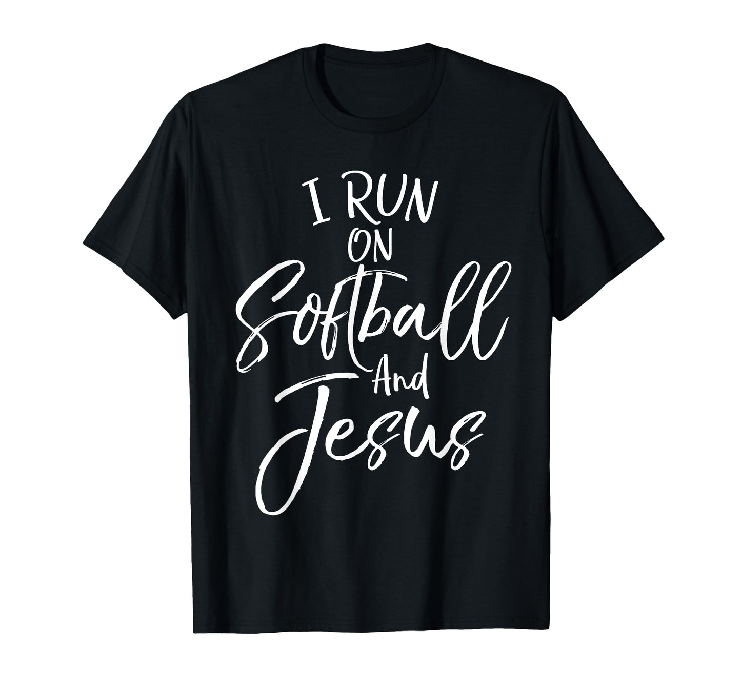 I Run on Softball and Jesus Shirt Fun Cute Christian Tee