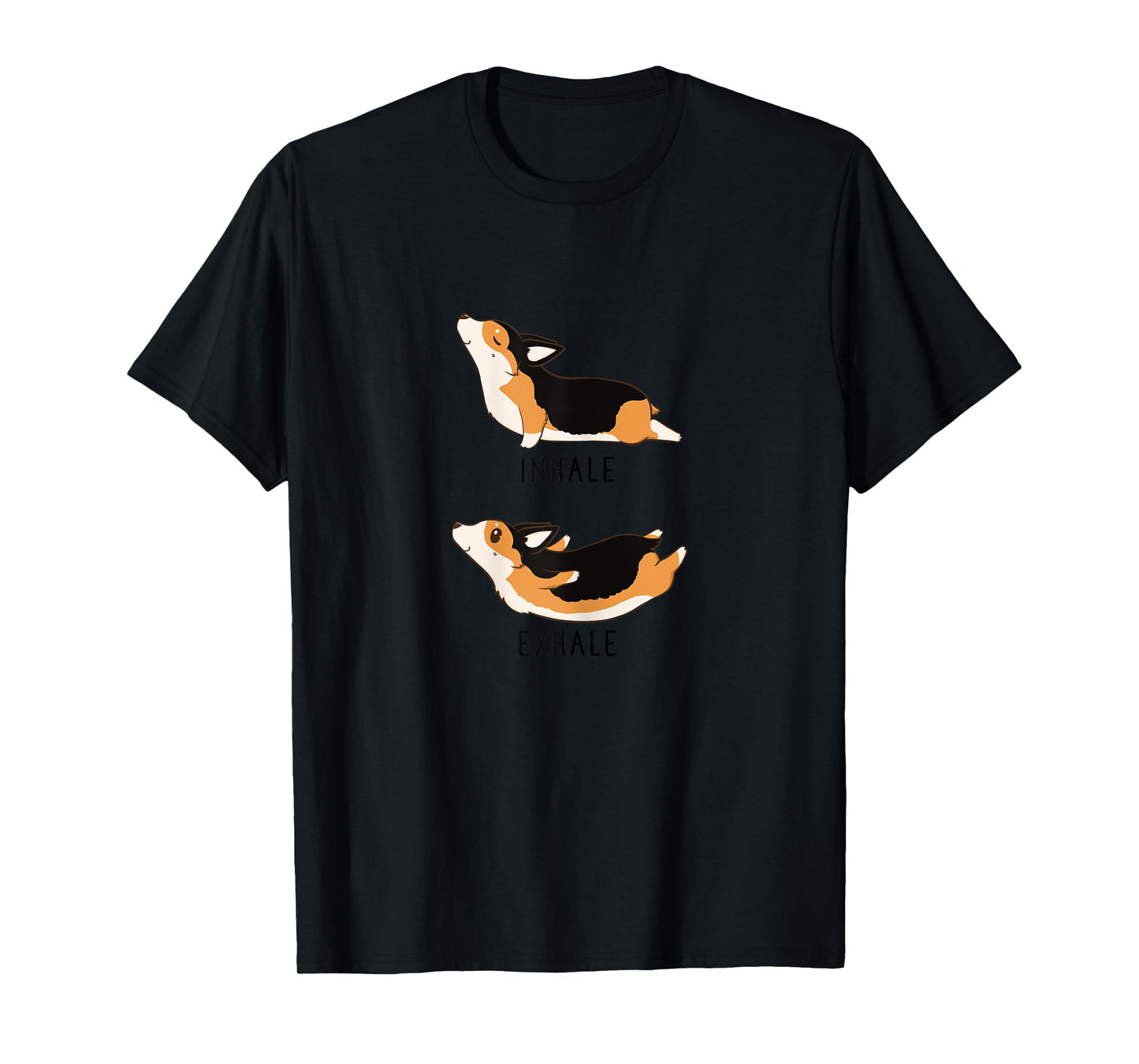 Inhale Exhale Yoga Tri Color Corgi Tshirt T-Shirt