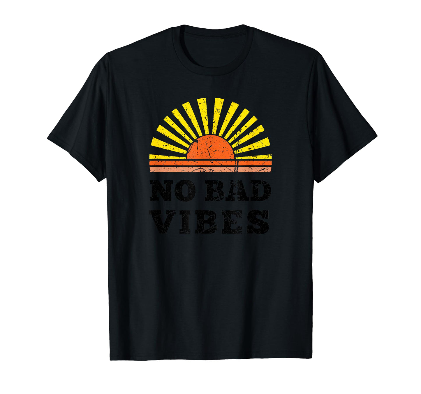 No Bad Vibes Summer Retro Sunset Think Positive Wellbeing Men Women Girls Kids T-Shirt