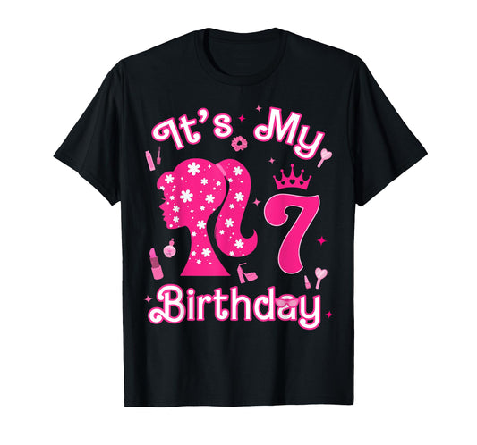 Kids 7Th Birthday Girl Doll 7 Years Old Birthday Girl Party T-Shirt