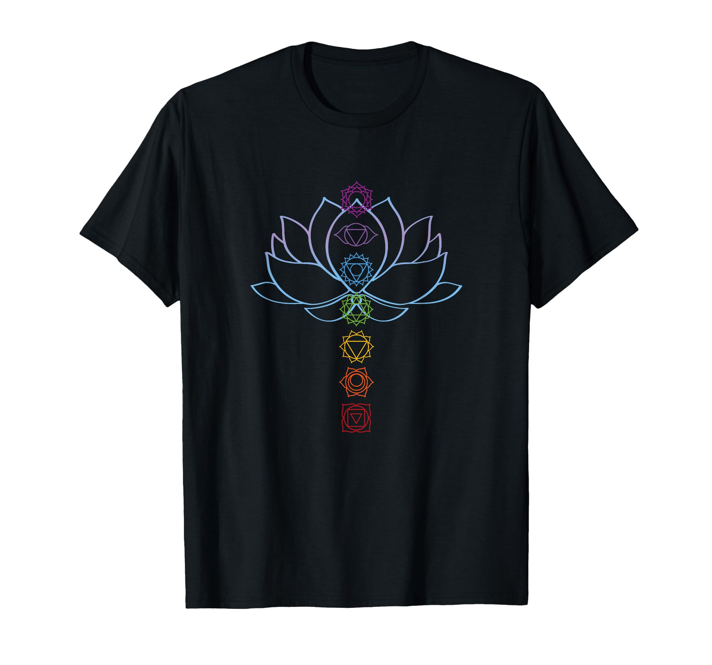 Spiritual Zen Lotus Flower Chakras Aligned Yoga T-Shirt