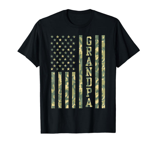 Mens Grandpa American Flag Camo Grandpa Gifts Father's Day T-Shirt