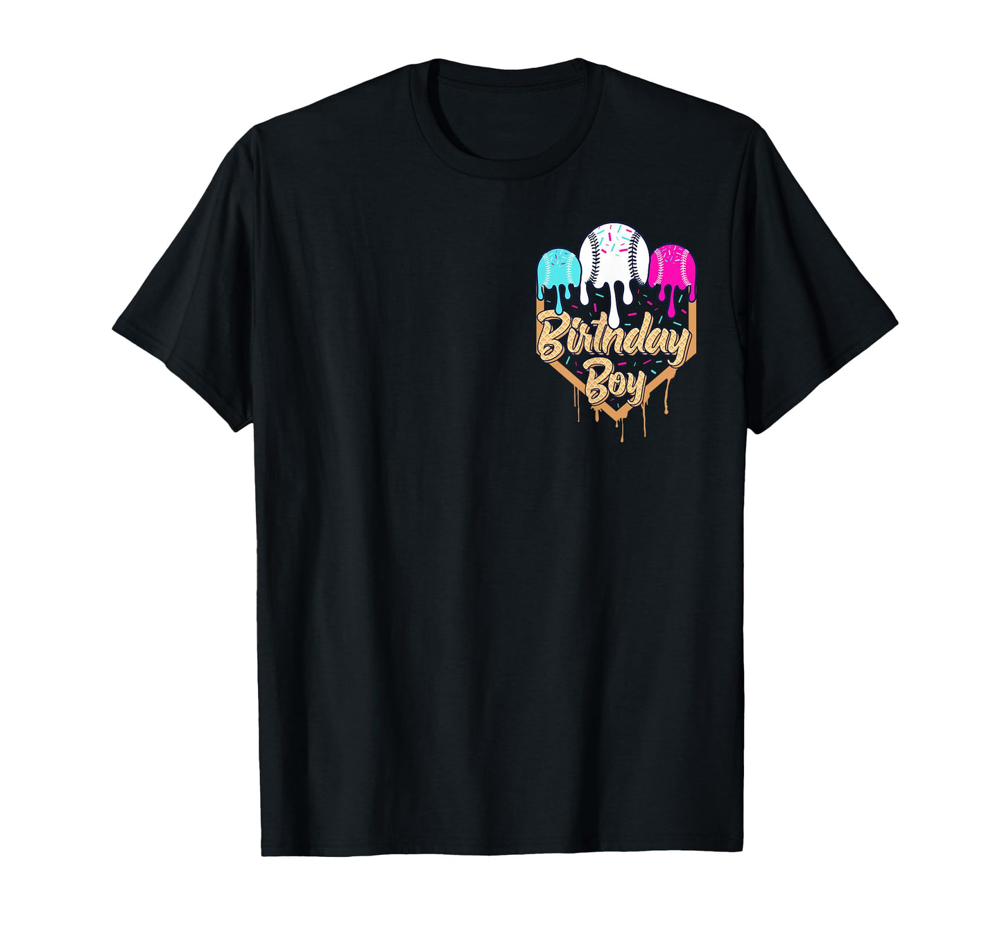 9th Birthday Baseball Ice Cream Drip Sprinkles 9 Year Old T-Shirt