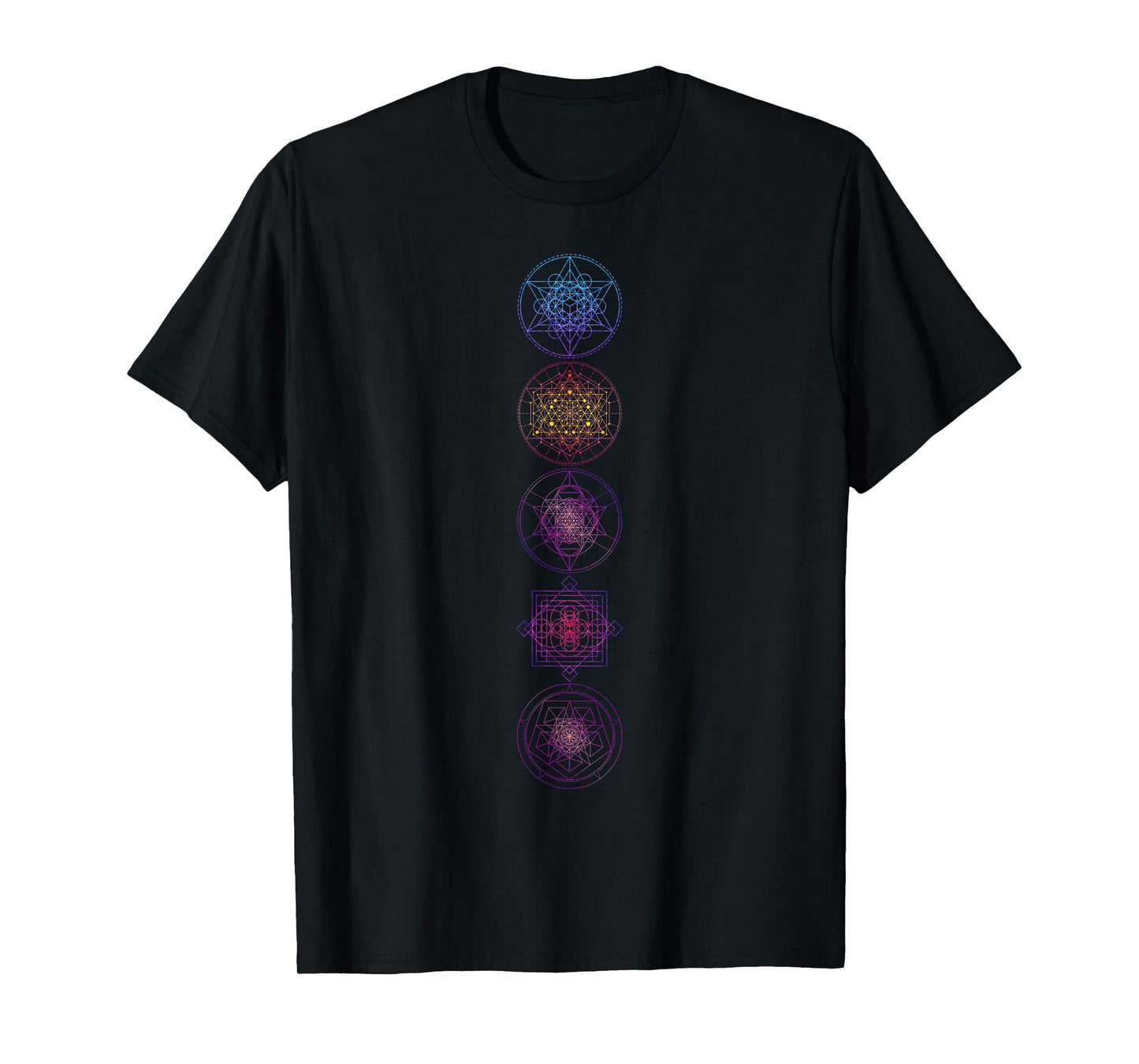 Sacred geometry Symbols With Flower of Life Gradient Colors T-Shirt