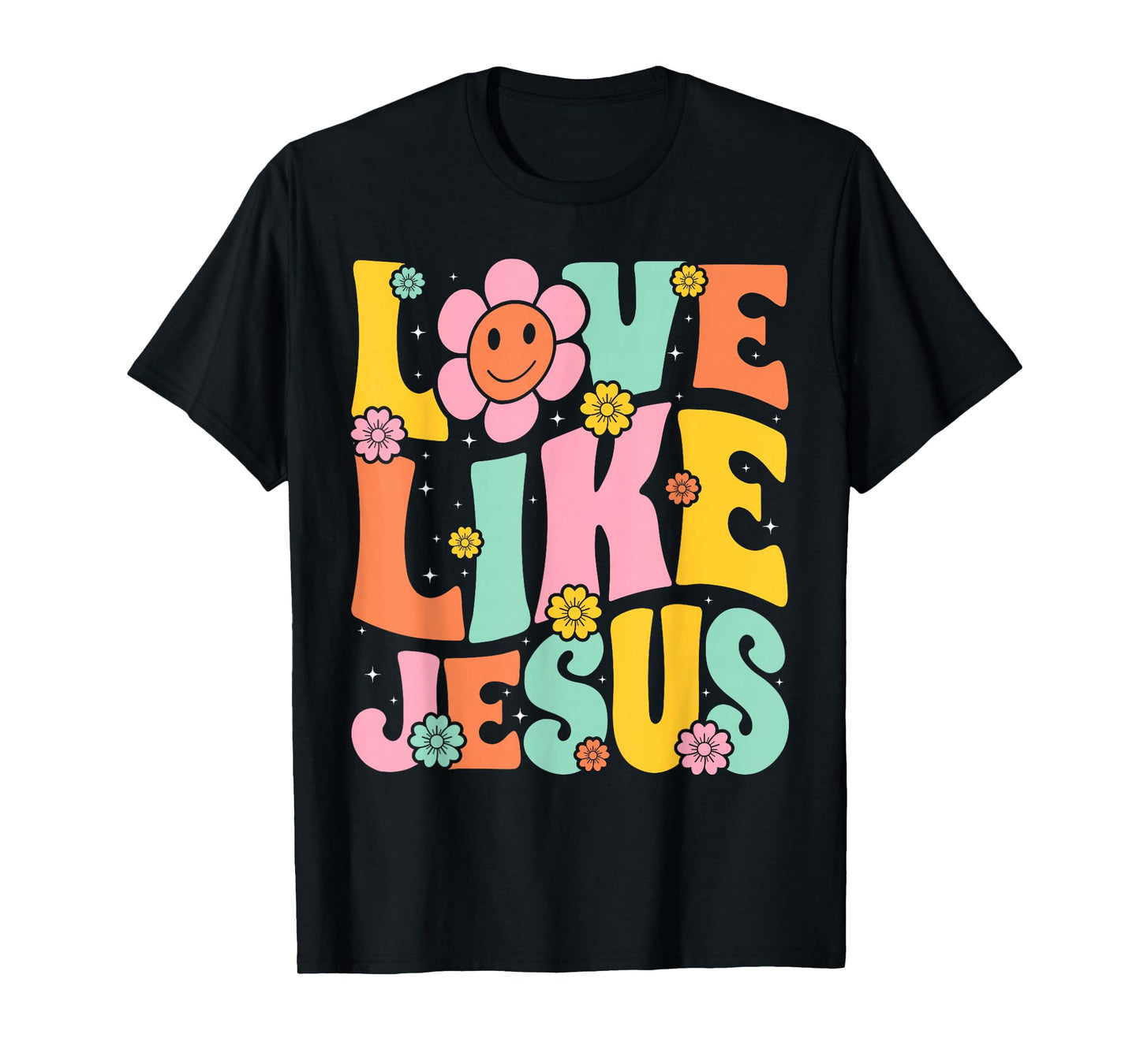 Groovy Love Like Jesus Religious God, Girls Women Christian T-Shirt