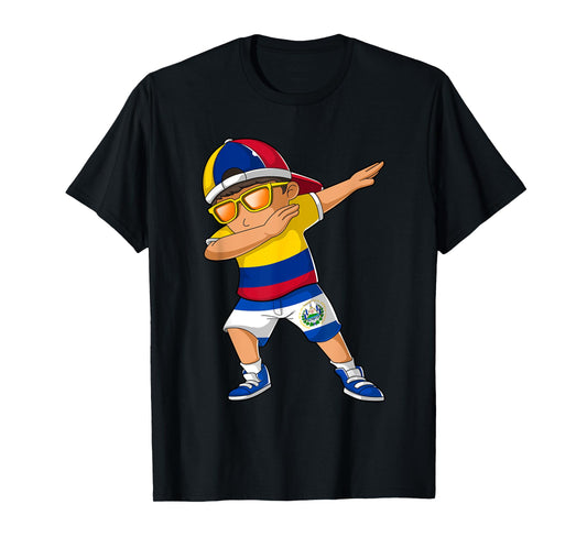 Half Colombian Half Salvadoran Boy Colombia El Salvador Flag T-Shirt