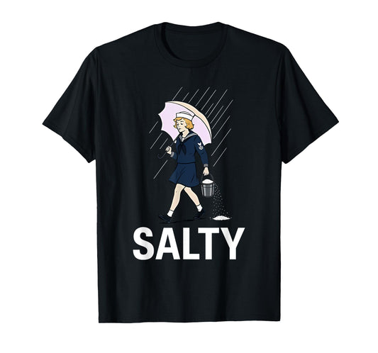Navy-Girl Hold Umbrella Walking In Rain Salty Navy-Girl T-Shirt