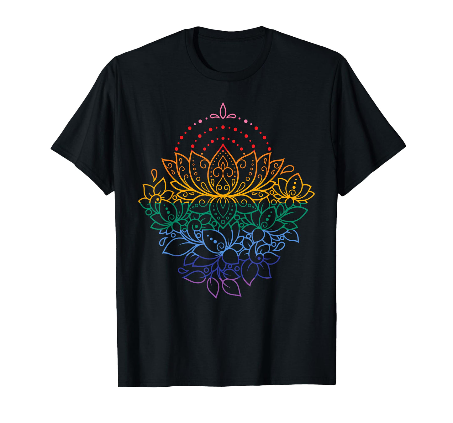 Rainbow Lotus Mandala Yoga LGBTQ Lesbian Gay Pride Month T-Shirt