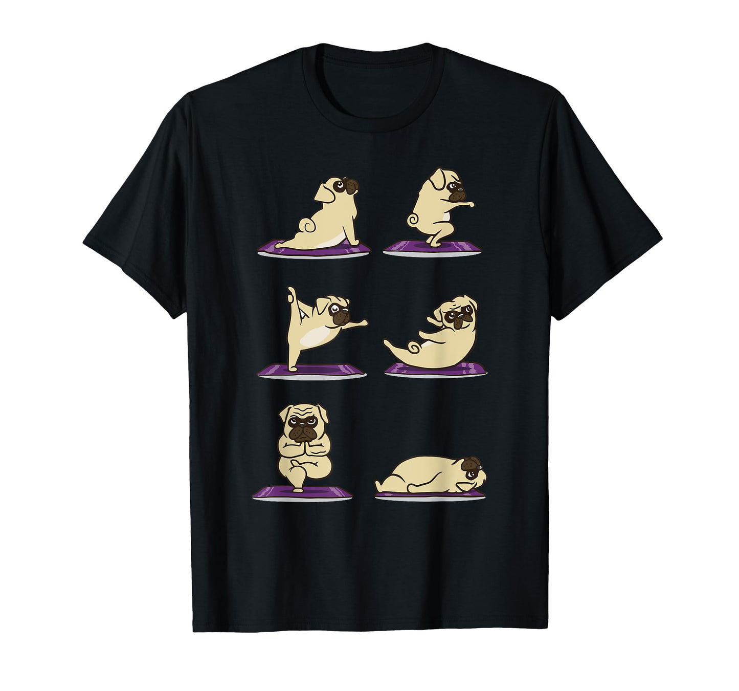 Funny Pug doing Yoga Exercises Asanas T-Shirt