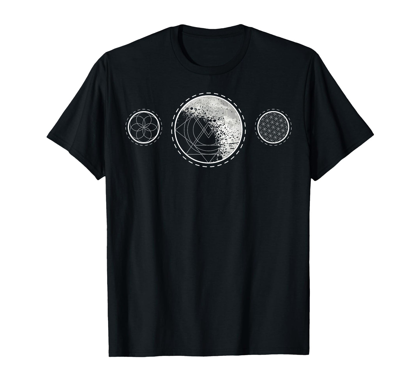 Sacred Geometry Moon for a Spiritual Zen Gothic Mandala T-Shirt