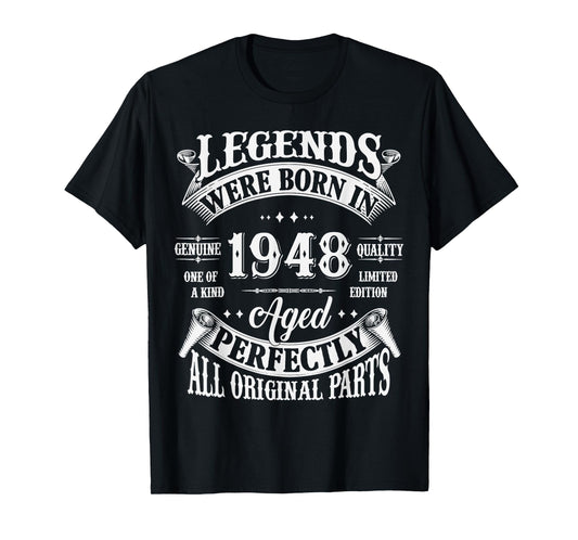 77th Birthday Tee 77 Years Old Vintage Legends Born In 1948 T-Shirt
