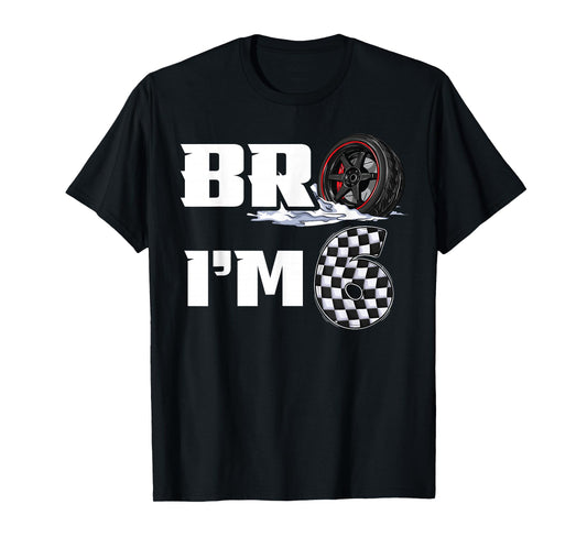 6th Birthday Boy pit crew Bro I’m 6 Year Old race car racing T-Shirt