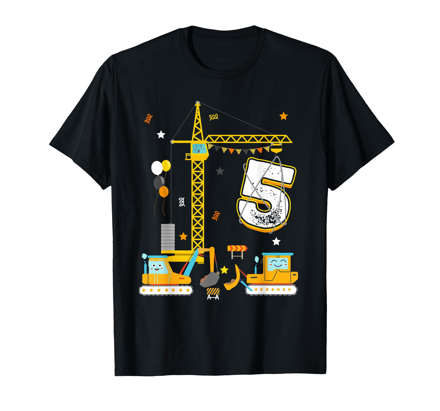 5th Construction Birthday Party Five Year Old Boy 5 Yr T-Shirt