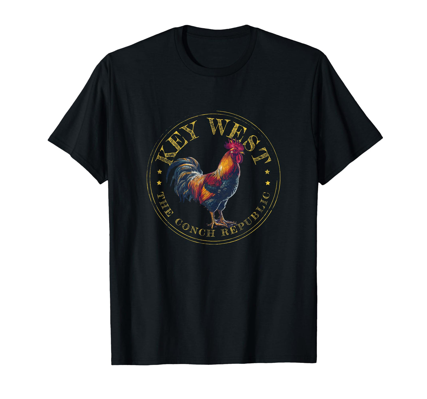 Key West Rooster FL The Conch Republic Funny Souvenir T-Shirt, Small, Blue