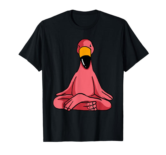 Cute Yoga Flamingos Funny Pink Water Bird Meditation Lovers T-Shirt