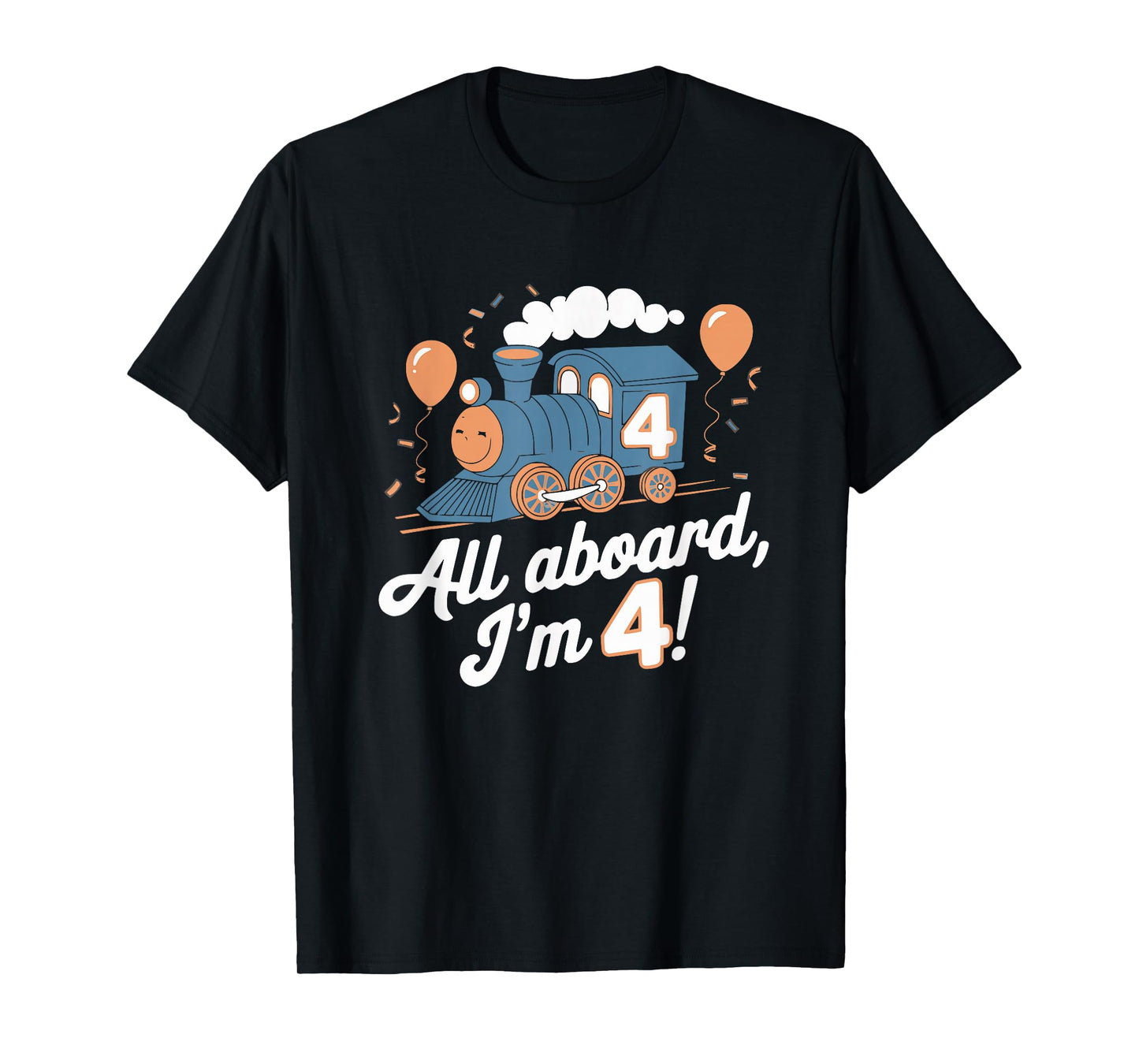 Train 4th Birthday All Aboard I'm 4 Design For Kids T-Shirt
