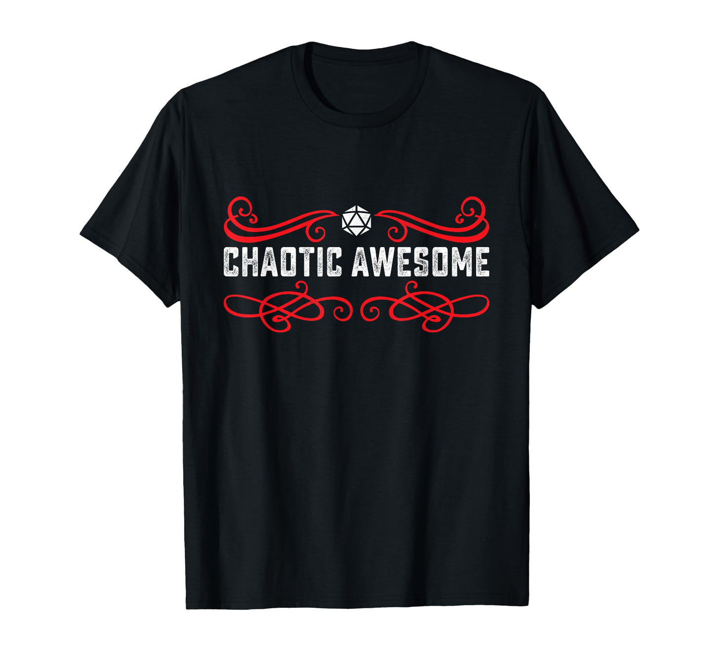 RPG Gamer Quest Gear Nerdy Chaotic Awesome Alignment Polyhedral Dice Set T-Shirt, Small, Black