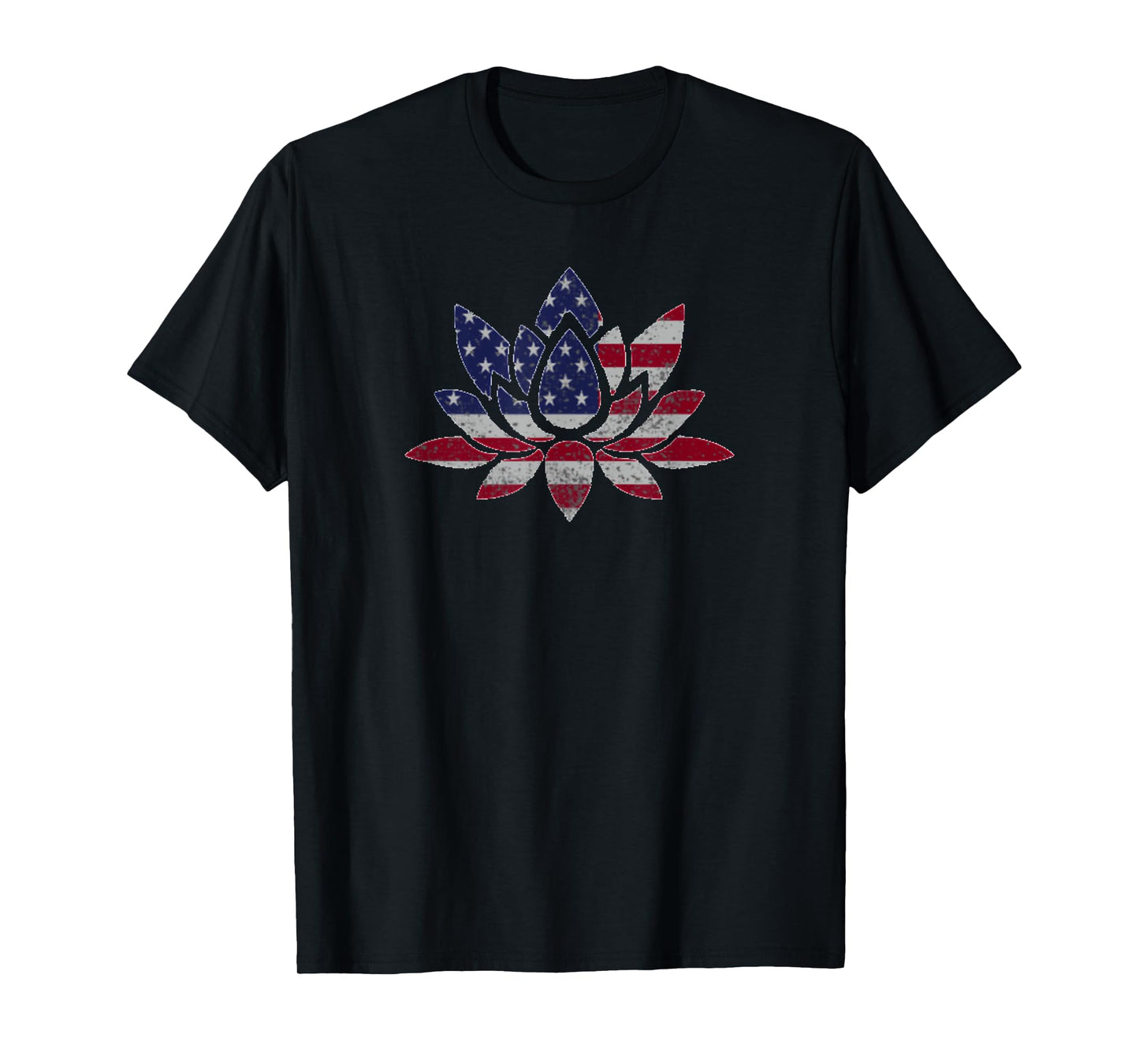 Patriotic USA Flag Lotus Flower Yoga Meditation July 4th T-Shirt for Women Men