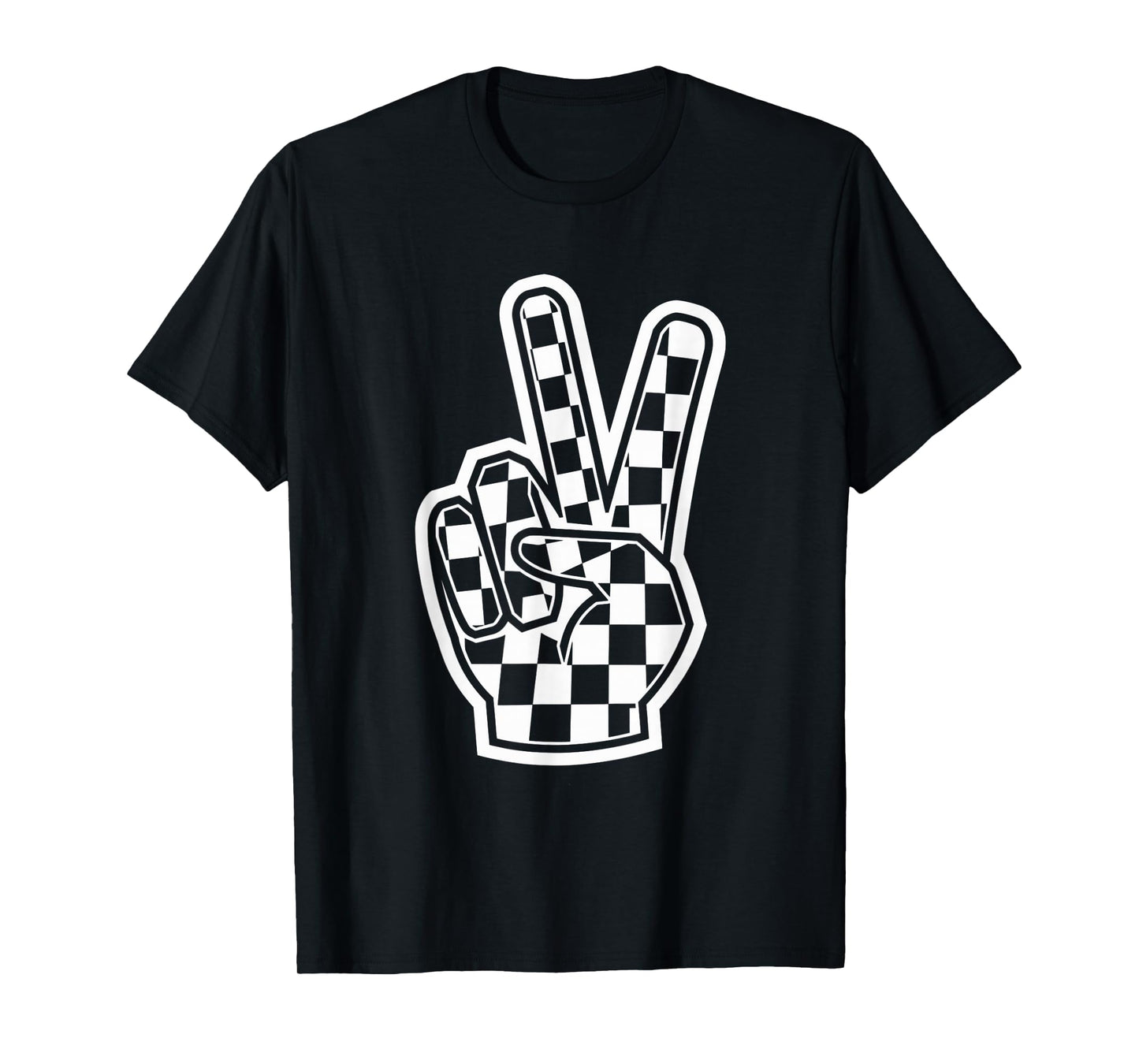 Peace Sing Checkered Hand Loving Toddlers Graphic Women Men T-Shirt